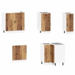 Berkfield Home 11 Piece Kitchen Cabinet Set Porto Old Wood Engineered Wood in Brown - thumbnail 4