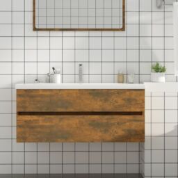 Berkfield Home Sink Cabinet Smoked Oak 100x38.5x45 cm Engineered Wood in Brown - thumbnail 1