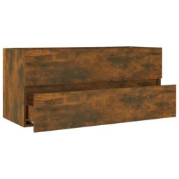 Berkfield Home Sink Cabinet Smoked Oak 100x38.5x45 cm Engineered Wood in Brown - thumbnail 4