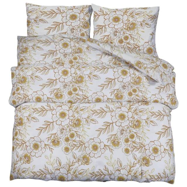 Berkfield Home Duvet Cover Set White & Brown 240x220 cm Cotton - image 1