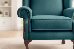 Somnior Hudson Sherpa Fabric Wingback Accent Arm Chair Manufactured in UK in Turquoise - Size: 1 Seater - thumbnail 3