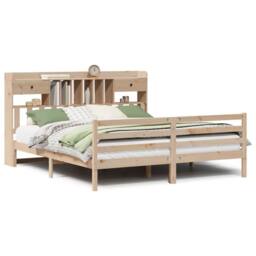 Berkfield Home Bookcase Bed without Mattress 180x200 cm Super King Solid Wood Pine in Light Tan - thumbnail 2