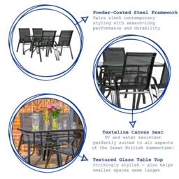 Harbour Housewares 4 Seater Metal Garden Furniture Set 120cm x 70cm Black - Size: 120 cm x 70 cm - thumbnail 2