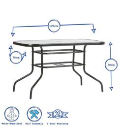 Harbour Housewares 4 Seater Metal Garden Furniture Set 120cm x 70cm Black - Size: 120 cm x 70 cm - thumbnail 3