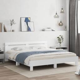 Berkfield Home Durable Bed Frame with LED without Mattress White 180x200 cm Supe - Size: Super King - thumbnail 2