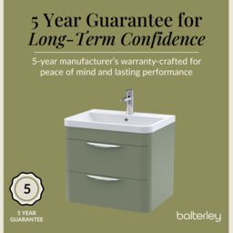 Balterley Contemporary Wall Hung 2 Drawer Bathroom Vanity Unit, Green, 610mm in Green - thumbnail 4