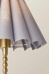 ValueLights Maeve Scallop Pleated Tapered Shade Brushed Gold Bobbin Bobble Table Lamp in Grey - thumbnail 4