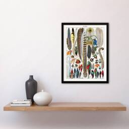 Artery8 Adolphe Millot Framed Wall Art Print Plumes Exotic Bird Feathers in White - Size: A4 - thumbnail 2