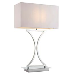 Loops 2 PACK Modern Table Lamp Light Chrome Metal & White Shade Square Desk Sideboard - thumbnail 4