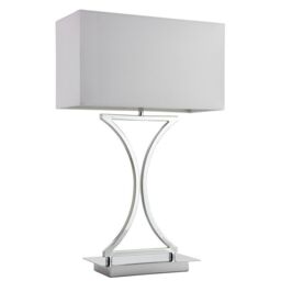 Loops 2 PACK Modern Table Lamp Light Chrome Metal & White Shade Square Desk Sideboard - thumbnail 2