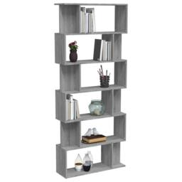 Berkfield Home Book Cabinet/Room Divider Grey Sonoma 80x24x192 cm Engineered Wood - Size: 80 x 24 x 192 cm - thumbnail 4