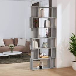 Berkfield Home Book Cabinet/Room Divider Grey Sonoma 80x24x192 cm Engineered Wood - Size: 80 x 24 x 192 cm - thumbnail 2
