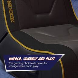 X Rocker Shadow 2.0 Audio Floor Rocker Gaming Chair for Kids in Gold - thumbnail 3