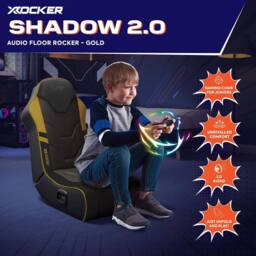 X Rocker Shadow 2.0 Audio Floor Rocker Gaming Chair for Kids in Gold - thumbnail 2