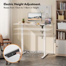 VonHaus Medium Home Office Electric Standing Desk with USB-C Charging in White - thumbnail 2