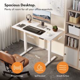 VonHaus Medium Home Office Electric Standing Desk with USB-C Charging in White - thumbnail 3