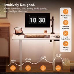 VonHaus Medium Home Office Electric Standing Desk with USB-C Charging in White - thumbnail 6