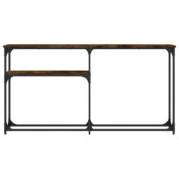Berkfield Home Console Table Smoked Oak 145x22.5x75 cm Engineered Wood in Brown - thumbnail 4