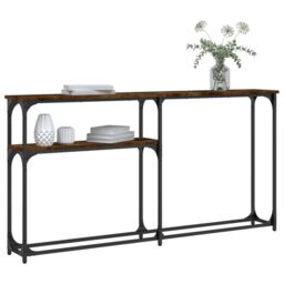 Berkfield Home Console Table Smoked Oak 145x22.5x75 cm Engineered Wood in Brown - thumbnail 3