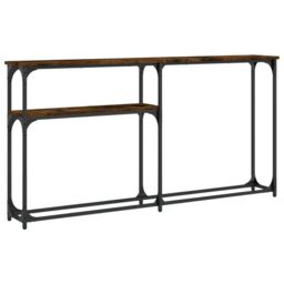 Berkfield Home Console Table Smoked Oak 145x22.5x75 cm Engineered Wood in Brown - thumbnail 2