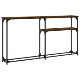 Berkfield Home Console Table Smoked Oak 145x22.5x75 cm Engineered Wood in Brown - thumbnail 6