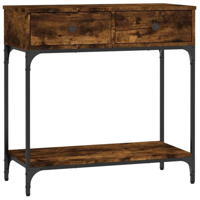 Berkfield Home Console Table Smoked Oak 75x34.5x75 cm Engineered Wood in Brown - image 1
