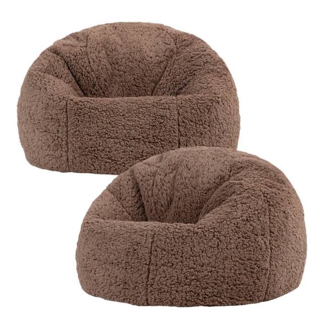 icon 2 Pack Kids Kingston Teddy Berber Fleece Classic Dome Bean Bag in Brown - Size: Medium - image 1