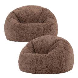 icon 2 Pack Kids Kingston Teddy Berber Fleece Classic Dome Bean Bag in Brown - Size: Medium - thumbnail 1