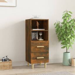 Berkfield Home Sideboard Smoked Oak 34.5x34x90 cm Engineered Wood in Brown - thumbnail 2