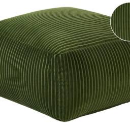 Wyld and Coco Dark Green Corduroy Pouffe with EPS Beads - thumbnail 2