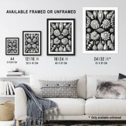 "Artery8 Thalamophora Forams Shells Haeckel Botanical Wall Art Print Poster in Black - Size: W12"" x H16""" - thumbnail 3