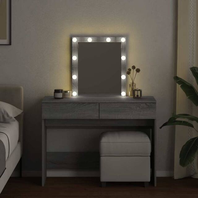 Berkfield Home Beautiful Dressing Table with LED Grey Sonoma 100x40x130 cm - Size: 100 x 40 x 130 cm - image 1