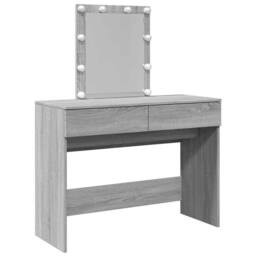 Berkfield Home Beautiful Dressing Table with LED Grey Sonoma 100x40x130 cm - Size: 100 x 40 x 130 cm - thumbnail 3