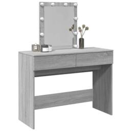 Berkfield Home Beautiful Dressing Table with LED Grey Sonoma 100x40x130 cm - Size: 100 x 40 x 130 cm - thumbnail 4
