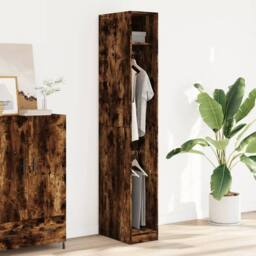 Berkfield Home Wardrobe Smoked Oak 30x50x200 cm Engineered Wood in Brown - Size: 30 x 50 x 200 cm - thumbnail 1
