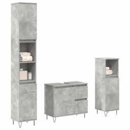 Berkfield Home 3 Piece Bathroom Furniture Set Concrete Grey Engineered Wood - thumbnail 1