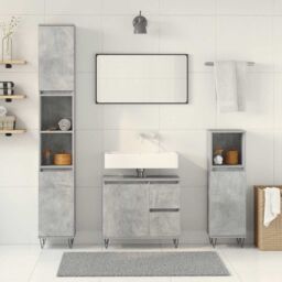 Berkfield Home 3 Piece Bathroom Furniture Set Concrete Grey Engineered Wood - thumbnail 3