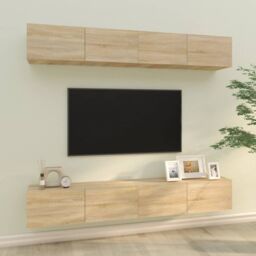 Berkfield Home Wall TV Cabinets 4 pcs Sonoma Oak 100x30x30 cm in Brown - Size: 100 x 30 x 30 cm
