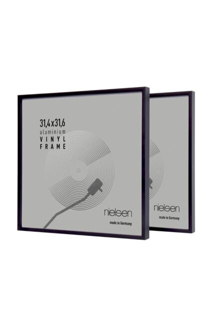 "nielsen Set of 2 Vinyl 12"" LP Record Display Frames, Aluminium, 32x33cm in Jet Black - Size: 32x33 cm" - image 1