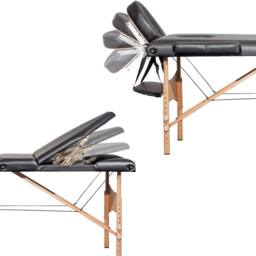 Dprodo Portable Massage Bed, Wooden 60 cm Width 3 Section in Black - thumbnail 2