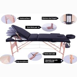 Dprodo Portable Massage Bed, Wooden 60 cm Width 3 Section in Black - thumbnail 4
