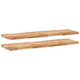 Berkfield Home Floating Shelves 2 pcs 160x40x4 cm Oil Finished Solid Wood Acacia in Brown - Size: 160 x 40 x 4 cm - thumbnail 2
