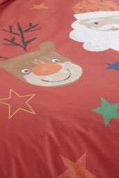 Bedlam 'Ho Ho Ho' Festive Print Duvet Cover Set in Red - Size: Single - thumbnail 3