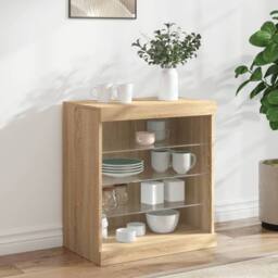 Berkfield Home Sideboard with LED Lights Sonoma Oak 60.5x37x67 cm in Brown - thumbnail 2