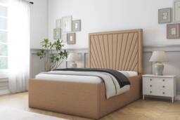 "Comfort Beds Kensington Dumfries Bed Frame - 50"" Upholstered Headboard in Light Brown - Size: King" - thumbnail 1