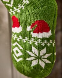 Dibor Set of 4 Green Santa Hats Chunky Knit Xmas Gift Christmas Stocking - Size: 4 Pack - thumbnail 3