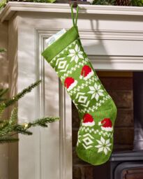Dibor Set of 4 Green Santa Hats Chunky Knit Xmas Gift Christmas Stocking - Size: 4 Pack - thumbnail 1