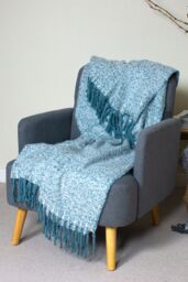 Furn Weaver Woven Herringbone Throw in Teal - thumbnail 3