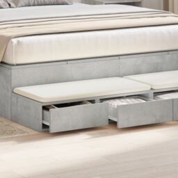 Berkfield Home Bed Drawers in Concrete Grey, 140x36.5x16.5 cm, Made of Engineered Wood in Grey - Size: 140x36.5x16.5 cm - thumbnail 4