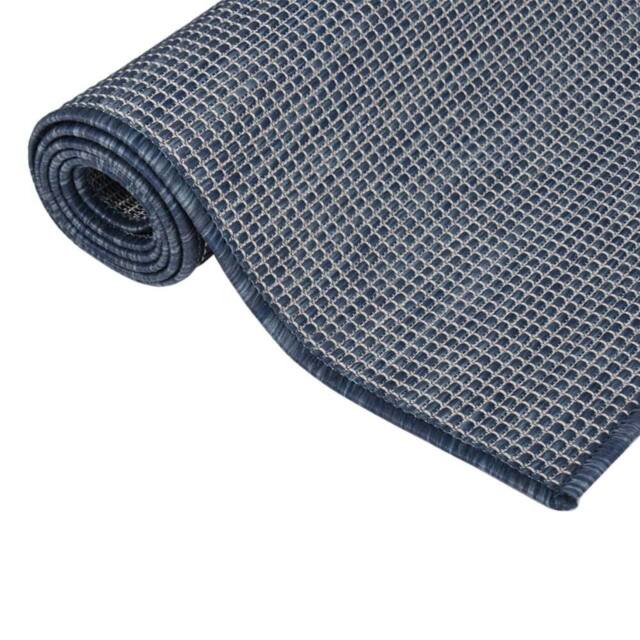 Berkfield Home Outdoor Flatweave Rug 80x250 cm Blue - Size: 100 cm diameter - image 1